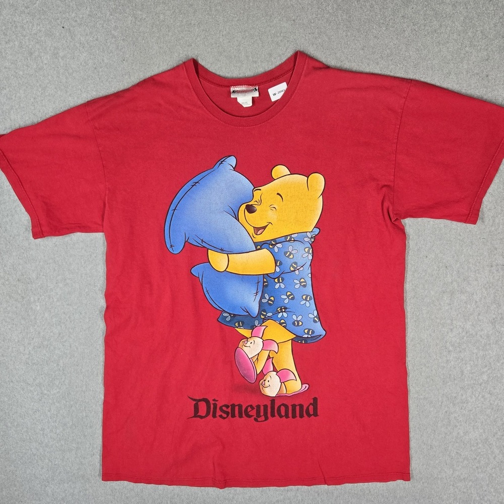 VINTAGE Disneyland Women Shirt ONE SIZE Red 90s USA Winnie The Pooh Short Sleeve